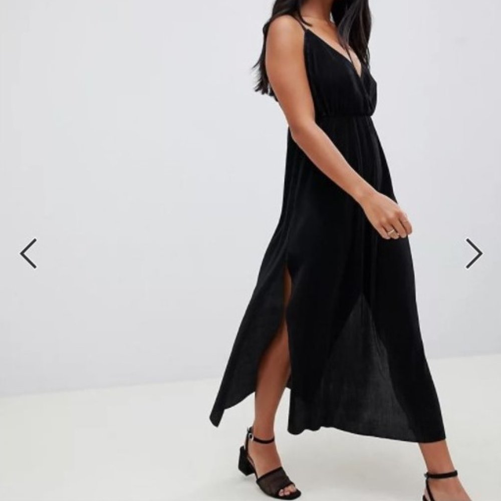 ASOS DESIGN Petite cami wrap plisse maxi dress